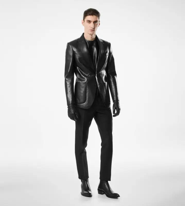 BUTTERY LEATHER BONDED BLAZER BLACK online